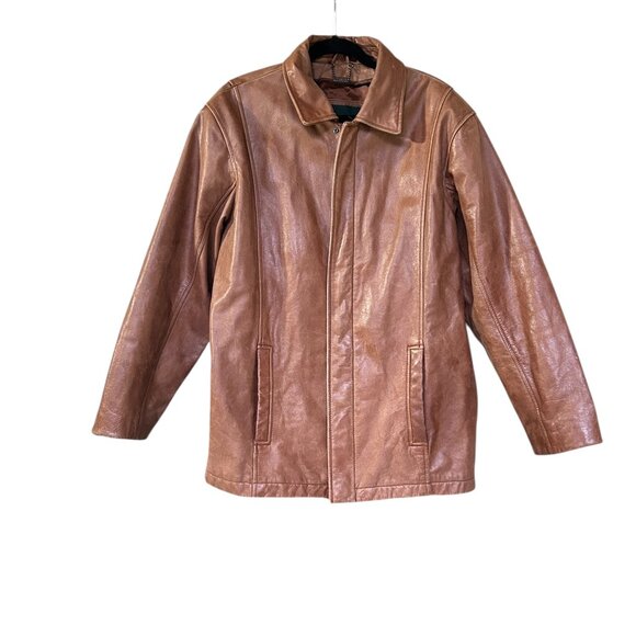 Vtg Danier Men’s Leather Brown 3/4 Coat (Fits Women’s L/XL) Lined Jacket Western - Picture 2 of 9